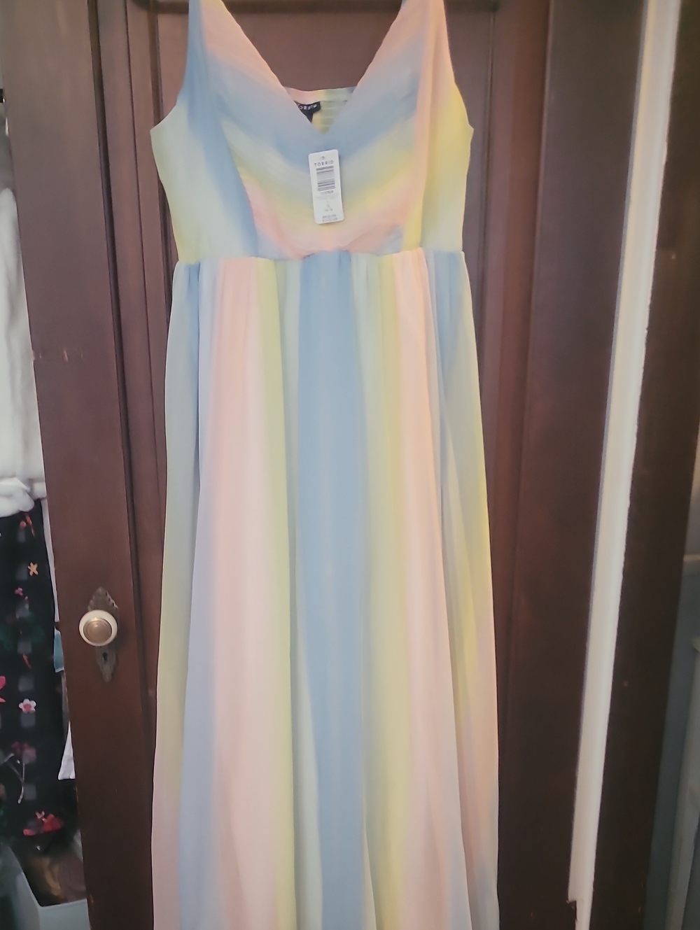 torrid Pastel Stripe Maxi Dress in Blue, Pink, Yellow, Cream